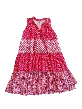 PHILOSOPHY ~ Red and White Tiered Sleeveless Ruffled Dress w/Accented Tassels